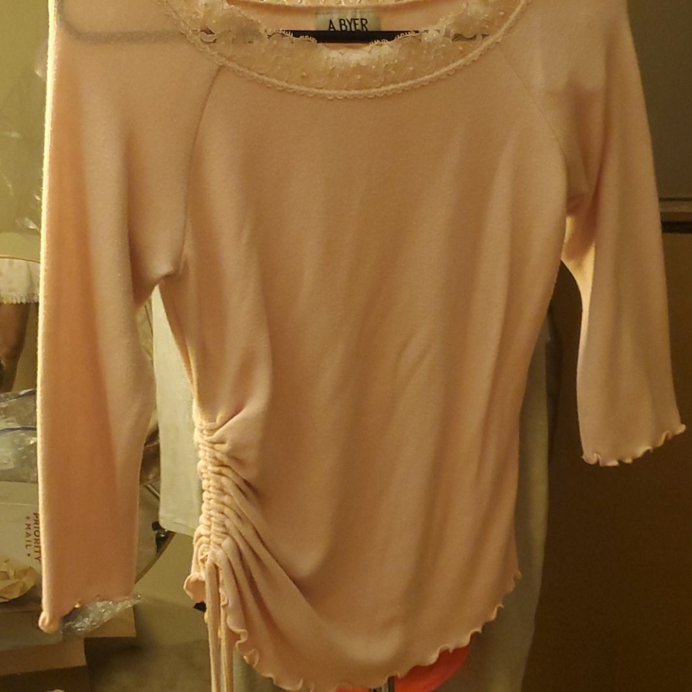 A Byer Pink Quarter Length Sleeve Top